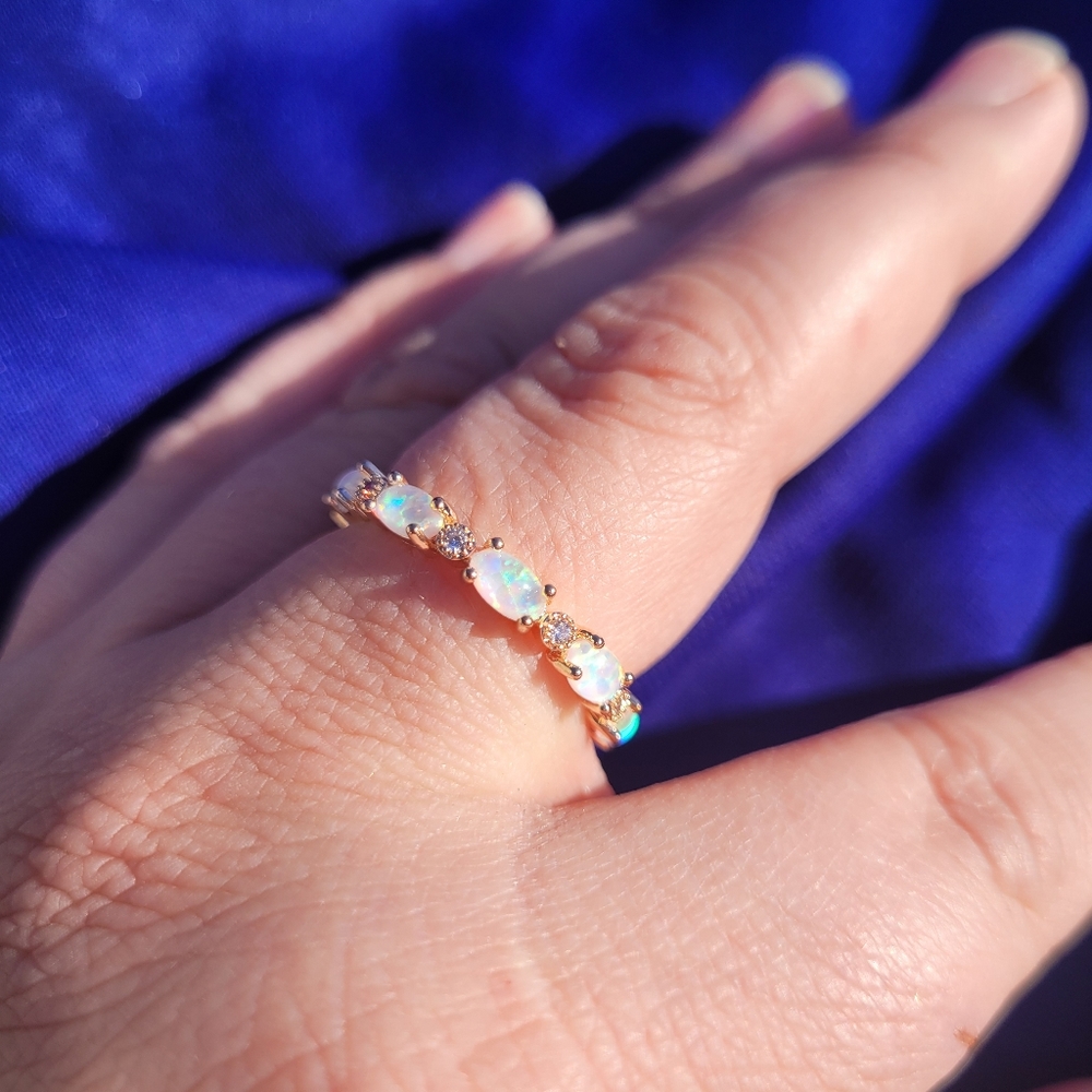Opal and Rhinestone Fashion Ring